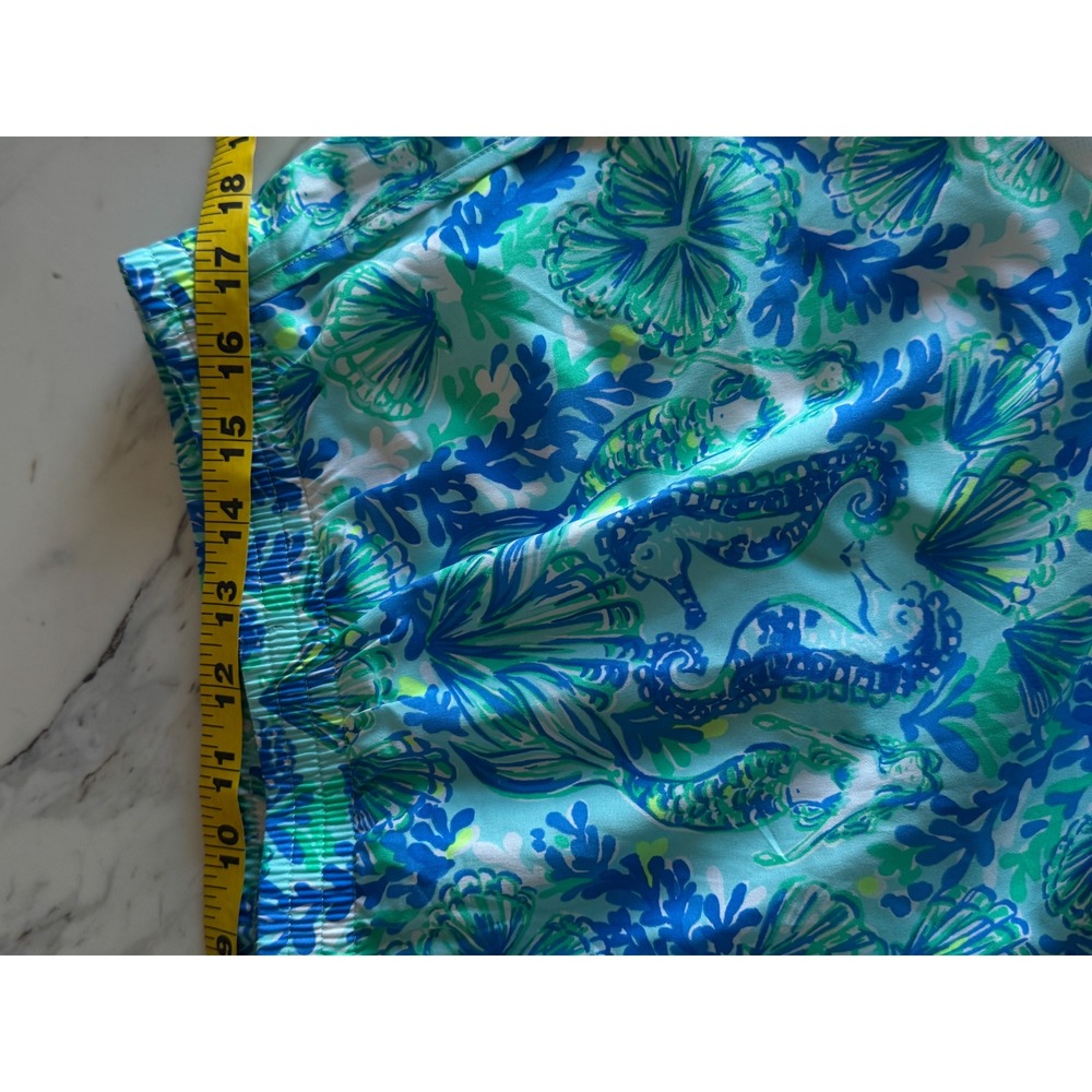 Lilly Pulitzer Luxletic Mermaid Seahorse Print Running Shorts Blue Green XL - Picture 4 of 7